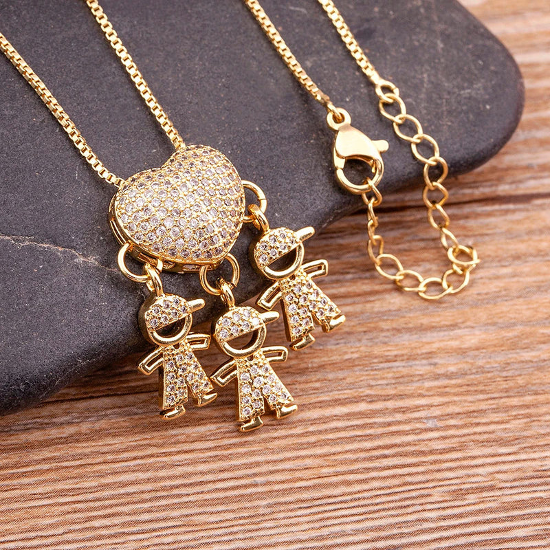 MomLove Pro — Colar de Mãe com Filhos em Cristal Zircônia!